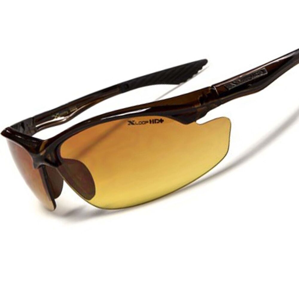 Brown Day Night Driving Biking Amber HD Lens Mens Wrap Stylish Sport Sunglasses